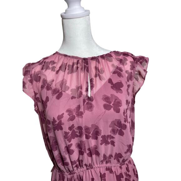 Simply Vera Sz XL Mauve Tiered Ruffled Flutter Sleeves Lightweight Fabric Dress - Picture 3 of 5